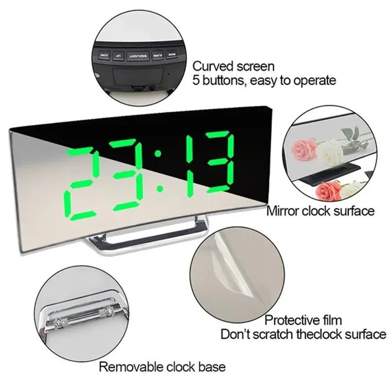 LUMTID LED Alarm Clock with Mirror & Temperature Display